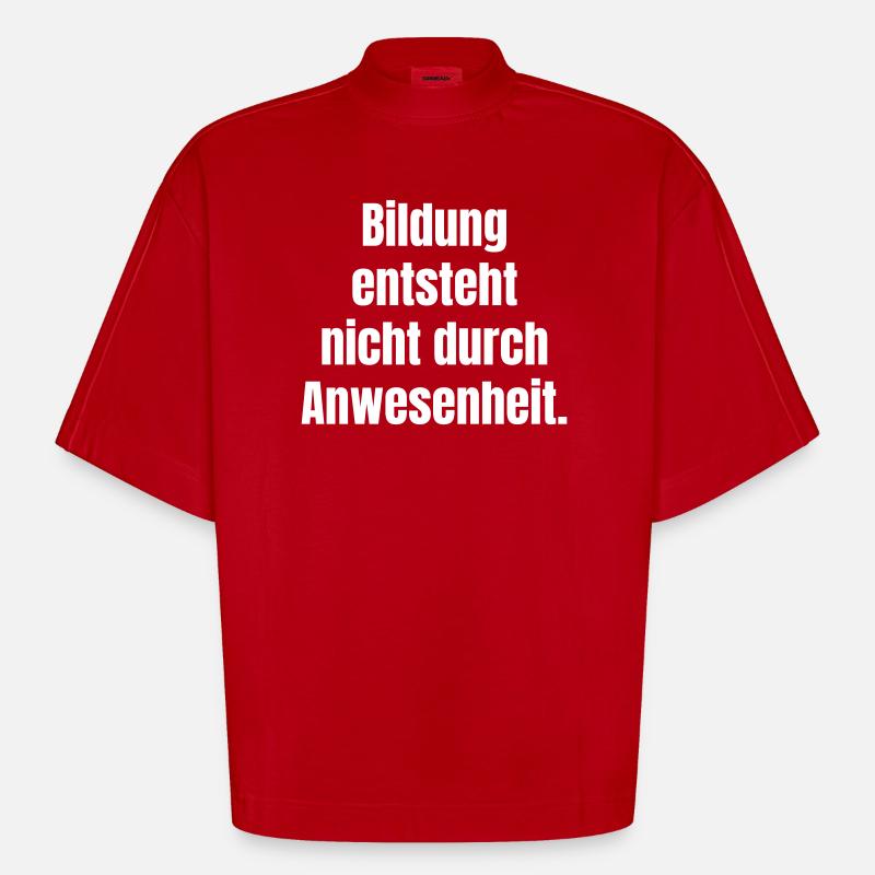 Education is created through activity - Heavyweight Oversized Organic Boxy T-Shirt Made in EU - red