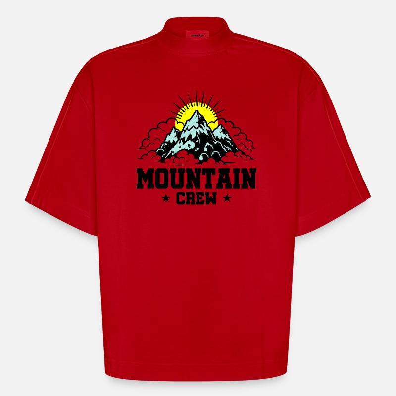Mountain Crew Berge - Heavyweight Oversized Organic Boxy T-Shirt Made in EU - Rot