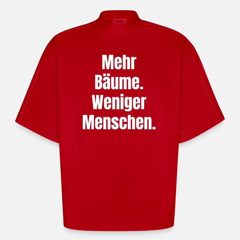 Plus d’arbres, moins de gens - T-shirt bio épais oversize Boxy fabriqué en UE - rouge