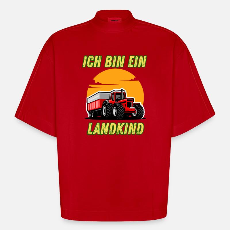 Traktor - Ich bin ein Landkind - Heavyweight Oversized Organic Boxy T-Shirt Made in EU - Rot