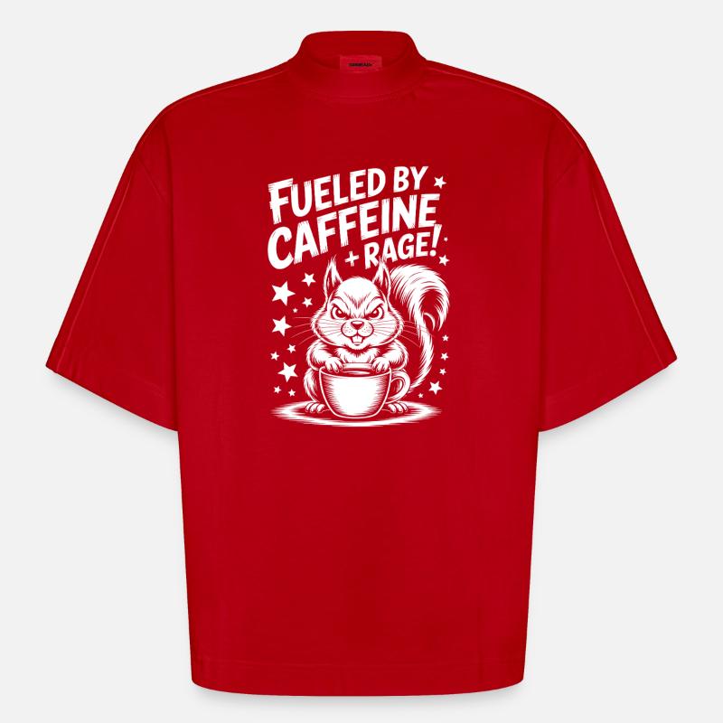 Kaffee Sprüche Koffein Lustiges Kaffee Geschenk - Heavyweight Oversized Organic Boxy T-Shirt Made in EU - Rot