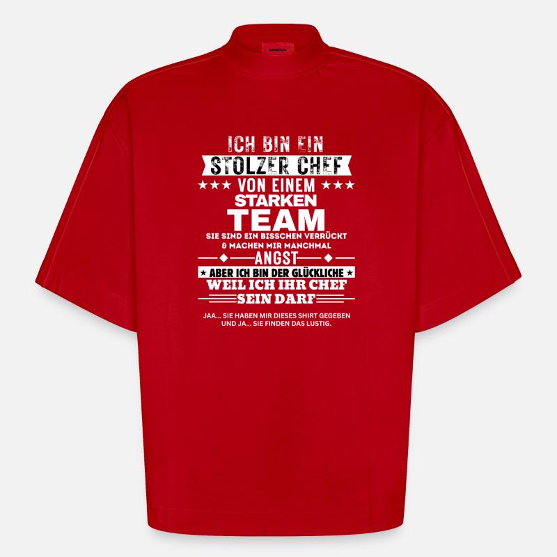 Fier patron d’une équipe solide - T-shirt bio épais oversize Boxy fabriqué en UE - rouge