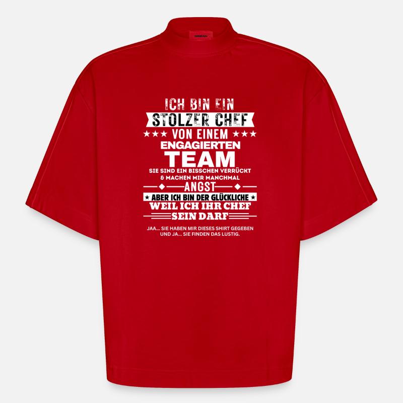 Fier patron d’une équipe dévouée - T-shirt bio épais oversize Boxy fabriqué en UE - rouge