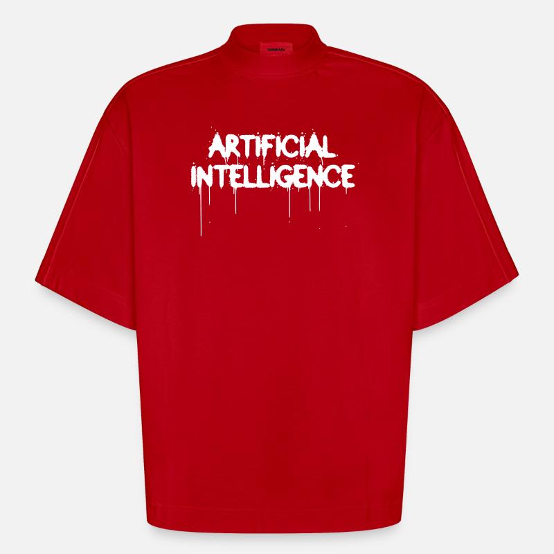 Artificial Intelligence Graffiti AI - Heavyweight Oversized Organic Boxy T-Shirt Made in EU - Rot