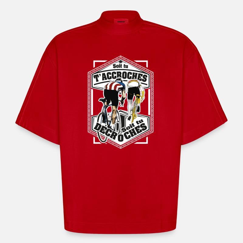 Hooks oder Stalls Cycling - Heavyweight Oversized Organic Boxy T-Shirt Made in EU - Rot