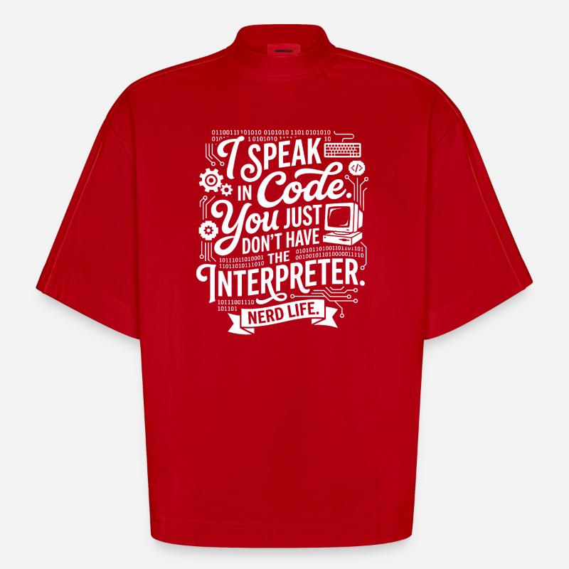 Codeflüstern Nerdleben - T-shirt bio épais oversize Boxy fabriqué en UE - rouge