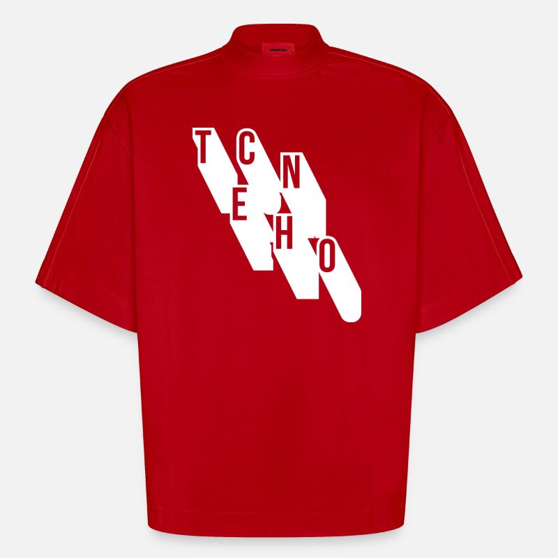 Techno-Musik geometrisches Logodesign - Heavyweight Oversized Organic Boxy T-Shirt Made in EU - Rot