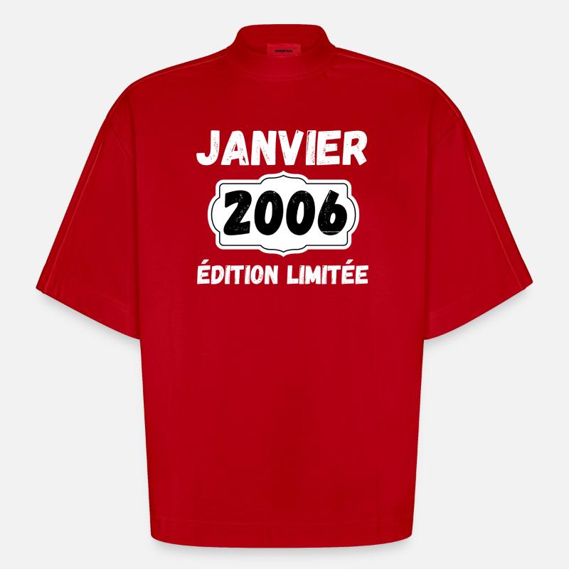 Janvier 2006 Édition Limitée Anniversaire - T-shirt bio épais oversize Boxy fabriqué en UE - rouge