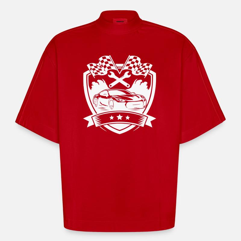 Auto KFZ Shield Logo - Heavyweight Oversized Organic Boxy T-Shirt Made in EU - Rot