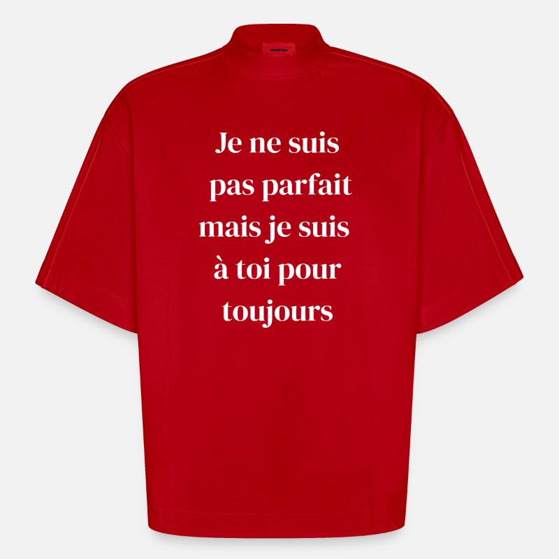 Amour éternel malgré les défauts - T-shirt bio épais oversize Boxy fabriqué en UE - rouge