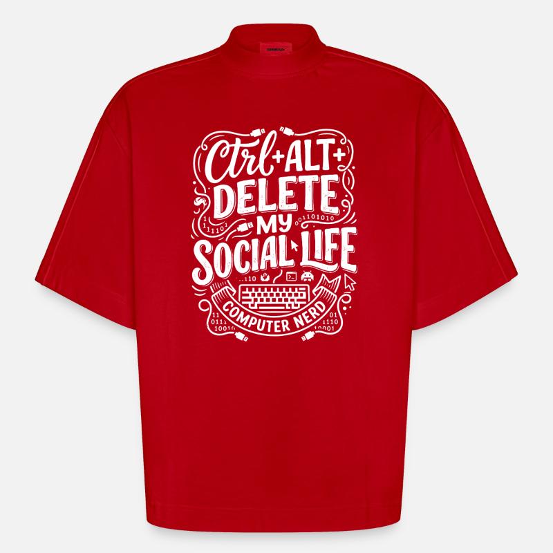 Ctrl+Alt+Delete – Computer Nerd Leben - Heavyweight Oversized Organic Boxy T-Shirt Made in EU - Rot