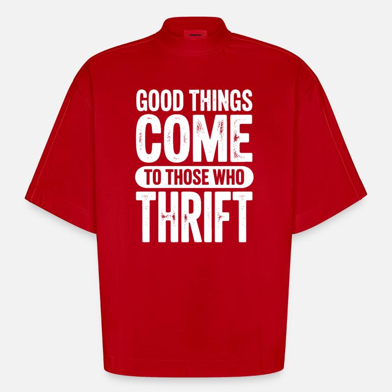 Good Things Come Thrift Tee - Heavyweight Oversized Organic Boxy T-Shirt Made in EU - red