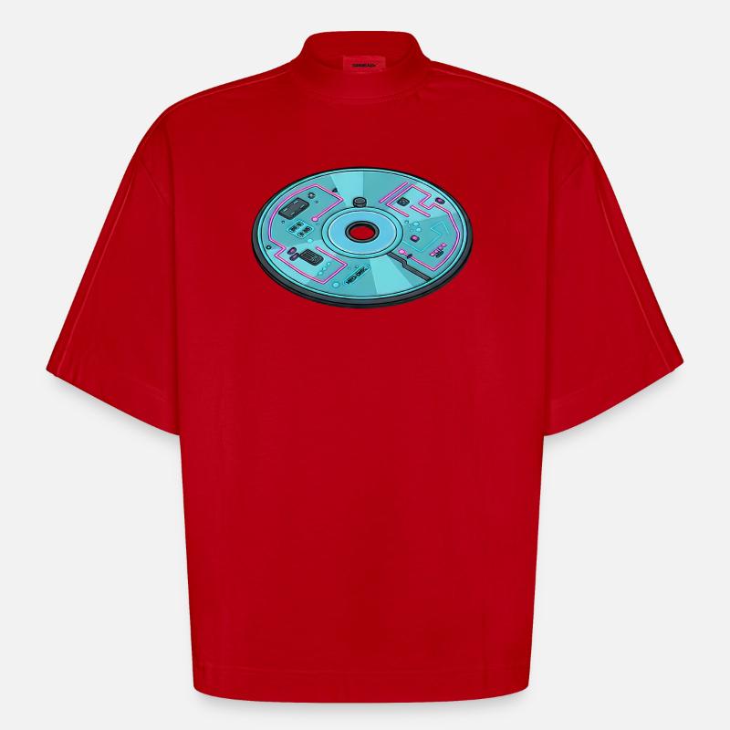 Digitale Zukunft Computer 90er Retro Design - Heavyweight Oversized Organic Boxy T-Shirt Made in EU - Rot