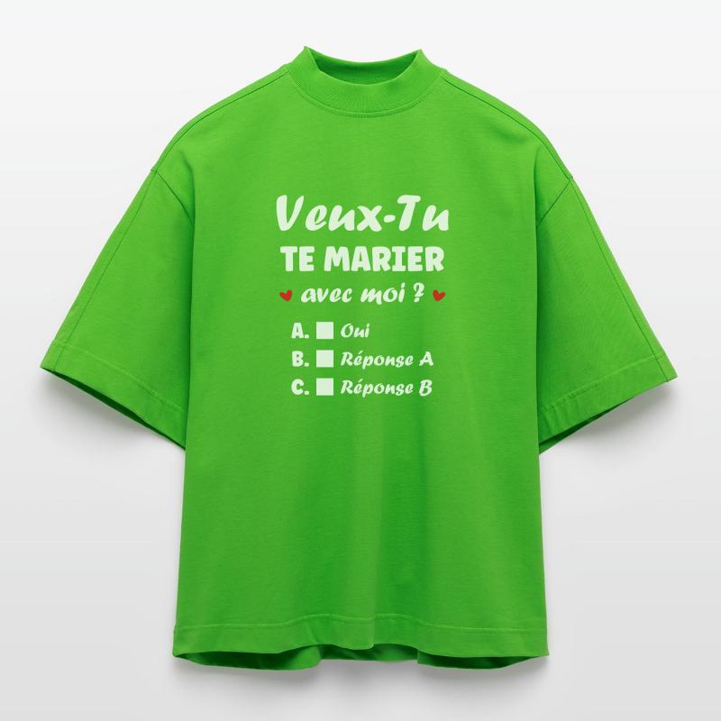 Interactive Wedding Proposal Heavyweight Oversized Organic Boxy T-Shirt Made in EU