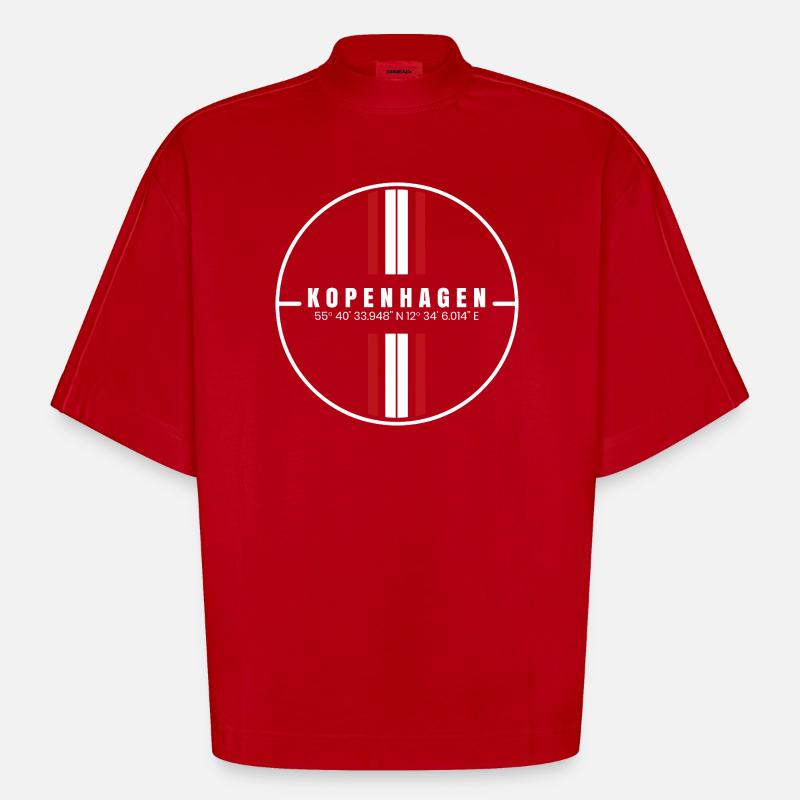 Coordonnées de Copenhague - T-shirt bio épais oversize Boxy fabriqué en UE - rouge