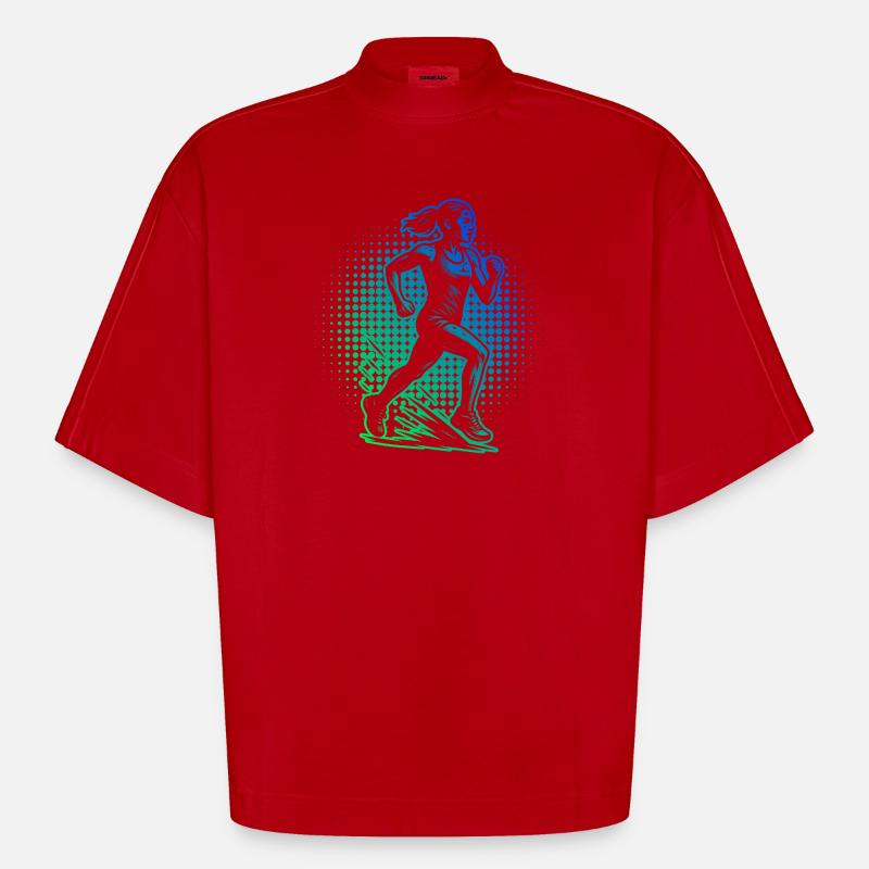 Conception compacte pour la course automobile - T-shirt bio épais oversize Boxy fabriqué en UE - rouge