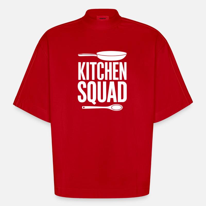  Kitchen Squad Kochteam Küchencrew Hobbyköche - Heavyweight Oversized Organic Boxy T-Shirt Made in EU - Rot