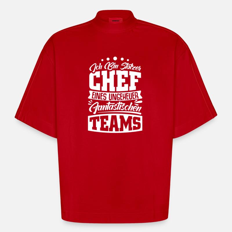Stolzer Chef Chef Mann Abteilungsleiter Teamchef - Heavyweight Oversized Organic Boxy T-Shirt Made in EU - Rot