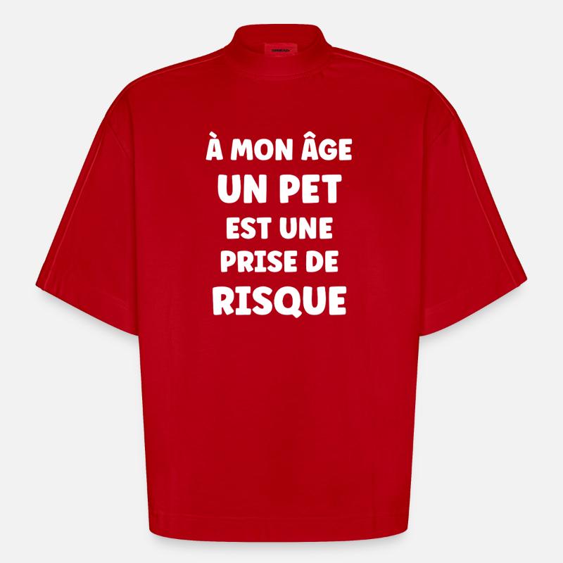 Âge et Risque Un Pet - T-shirt bio épais oversize Boxy fabriqué en UE - rouge