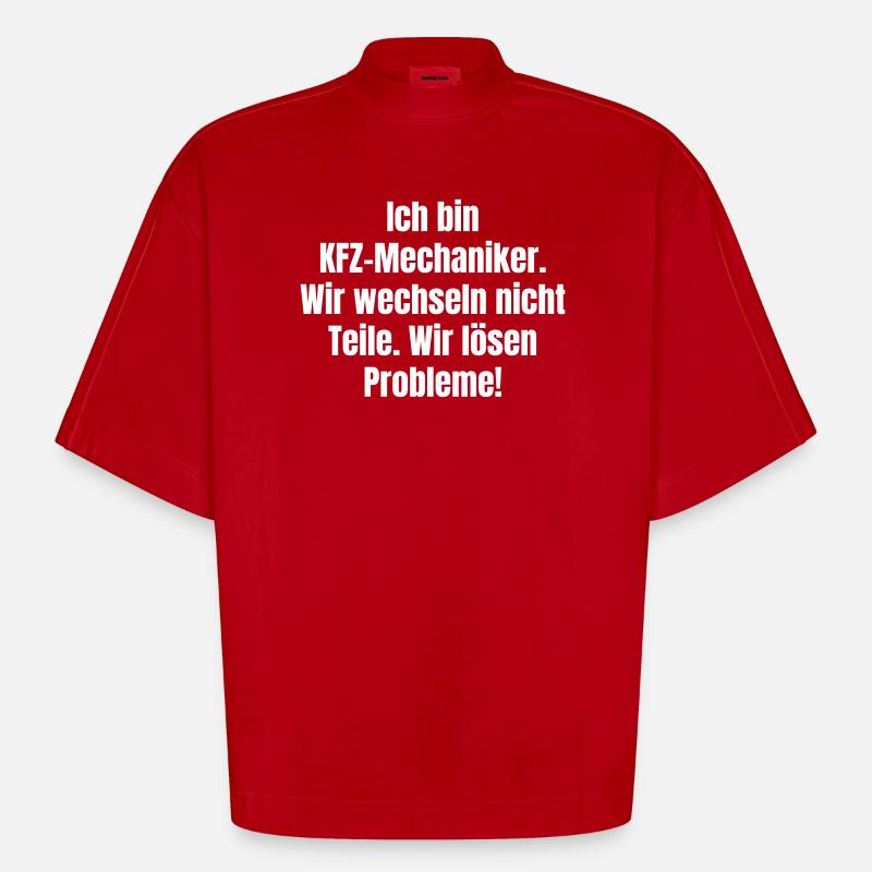 Car mechanics: We solve problems - Heavyweight Oversized Organic Boxy T-Shirt Made in EU - red