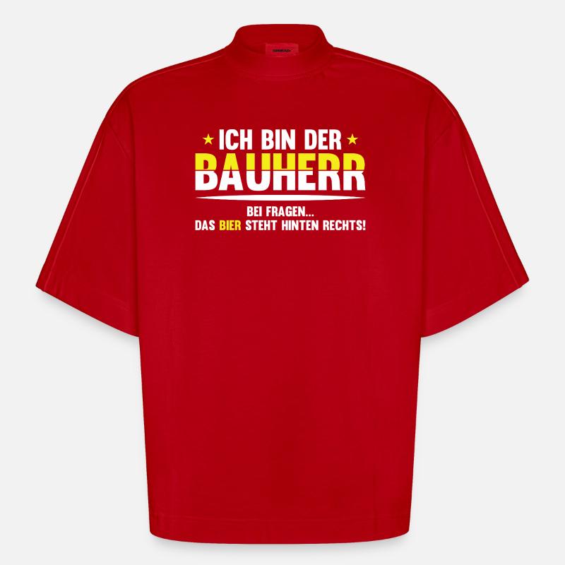 Bayerischer Bierwitz Spruch - Heavyweight Oversized Organic Boxy T-Shirt Made in EU - Rot