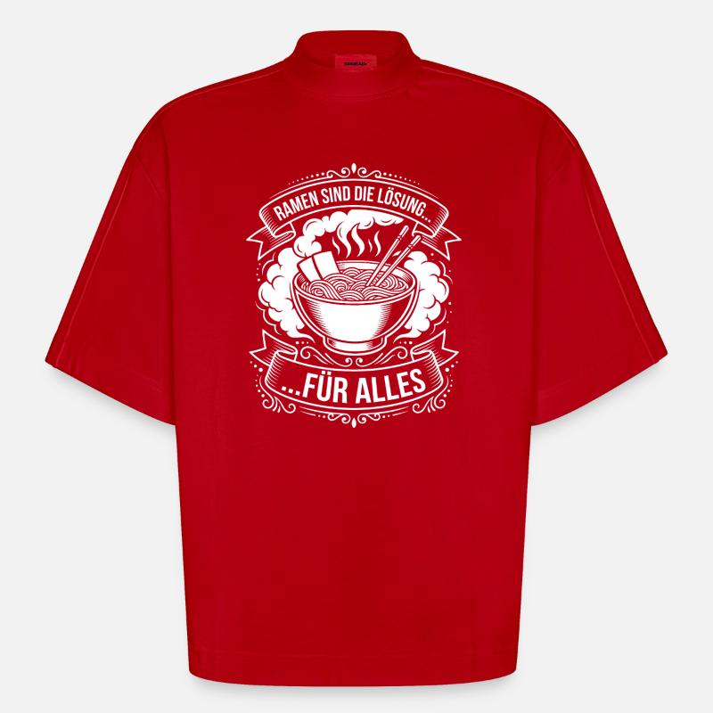 Ramen is the solution - Heavyweight Oversized Organic Boxy T-Shirt Made in EU - red
