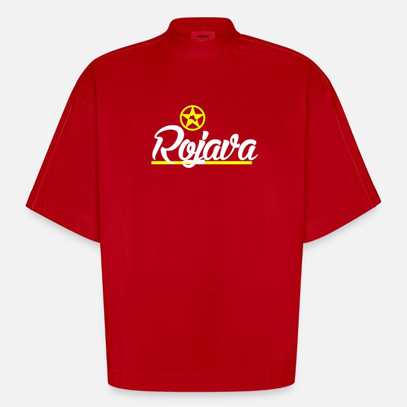 Rojava kurd - Heavyweight Oversized Organic Boxy T-Shirt Made in EU - red