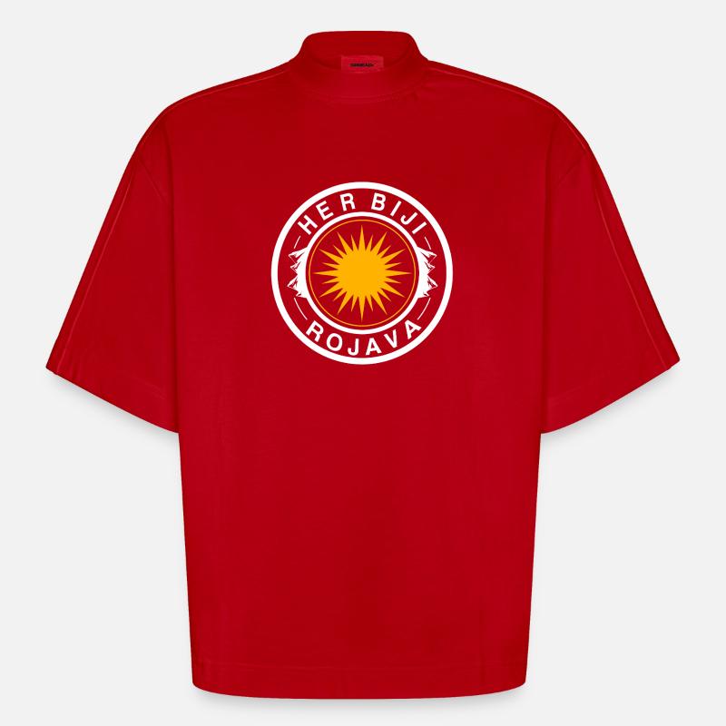 Rojava - Heavyweight Oversized Organic Boxy T-Shirt Made in EU - red