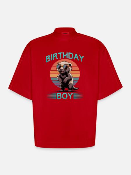 Funny Honey Badger - Heavyweight Oversized Organic Boxy T-Shirt Made in EU - Rot