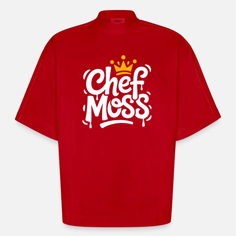 Couronne du roi de Chefmoss - T-shirt bio épais oversize Boxy fabriqué en UE - rouge