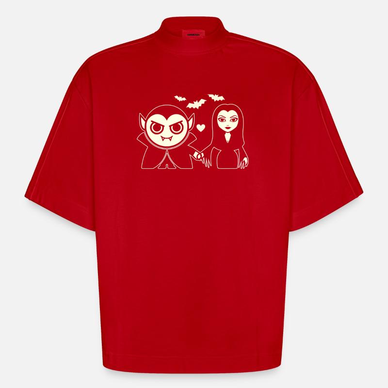 Vampire and Night Vampire - Heavyweight Oversized Organic Boxy T-Shirt Made in EU - red