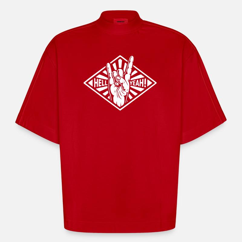 Hell Yeah Hand Gesture - T-shirt bio épais oversize Boxy fabriqué en UE - rouge