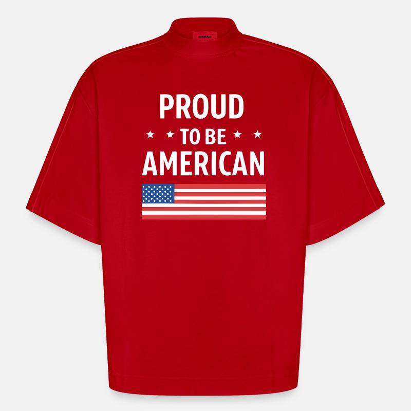 Fierté Américaine avec drapeau US - T-shirt bio épais oversize Boxy fabriqué en UE - rouge