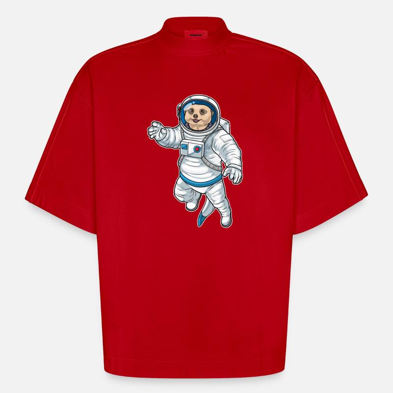 Astronaute spatial de Suricate - T-shirt bio épais oversize Boxy fabriqué en UE - rouge
