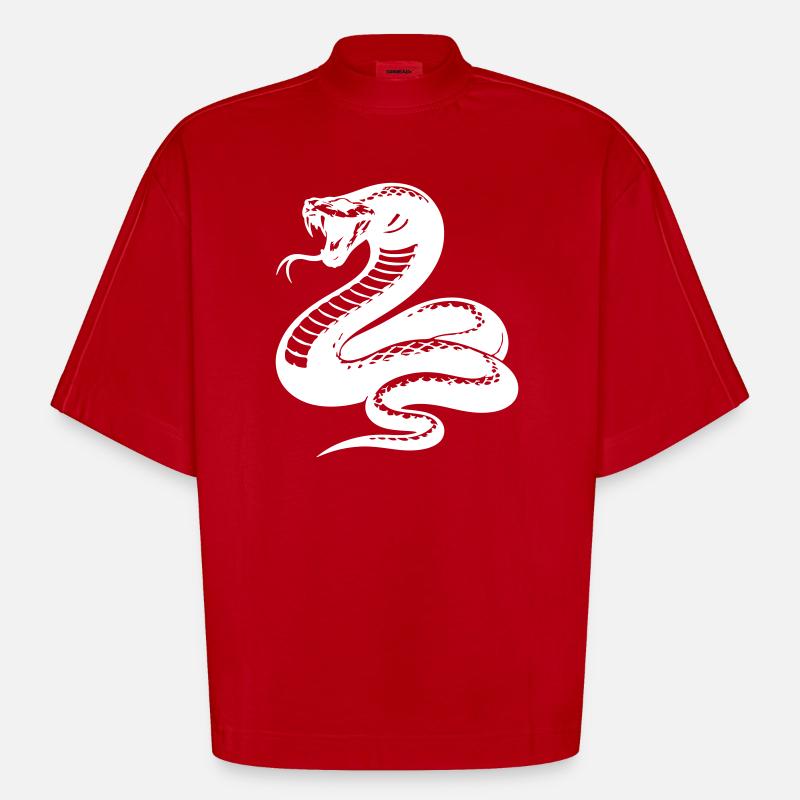 Silhouette du python serpent - T-shirt bio épais oversize Boxy fabriqué en UE - rouge