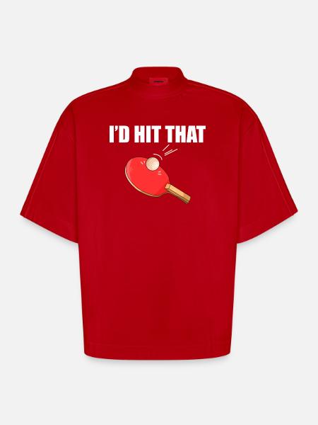 I'd hit that table tennis player - Heavyweight Oversized Organic Boxy T-Shirt Made in EU - red