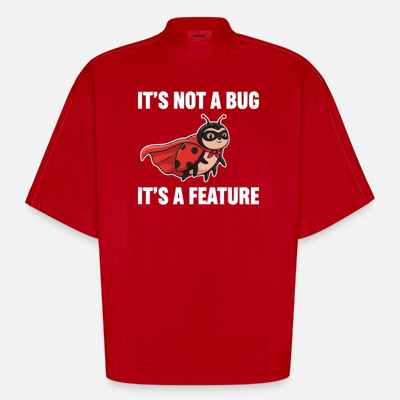 Kein Bug, nur Feature – Superheld Marienkäfer  - Heavyweight Oversized Organic Boxy T-Shirt Made in EU - Rot