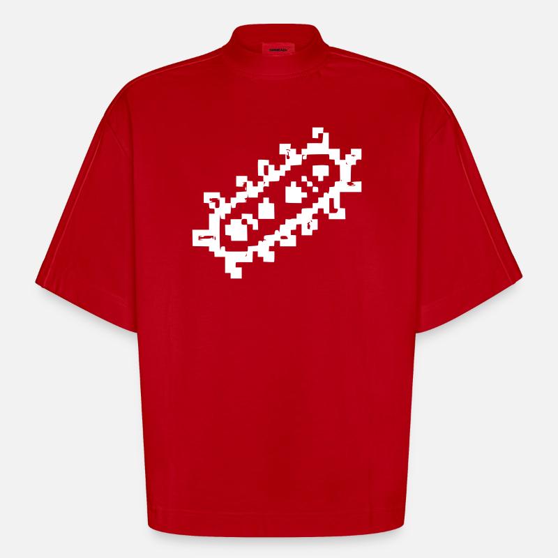 Bacteria Rods Pixel Germ - Heavyweight Oversized Organic Boxy T-Shirt Made in EU - red