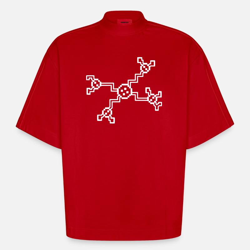 Neuron Nerve Cell Pixel 8-Bit - T-shirt bio épais oversize Boxy fabriqué en UE - rouge