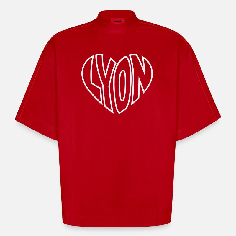 Lyon Herzlogo Linienkunst - Heavyweight Oversized Organic Boxy T-Shirt Made in EU - Rot