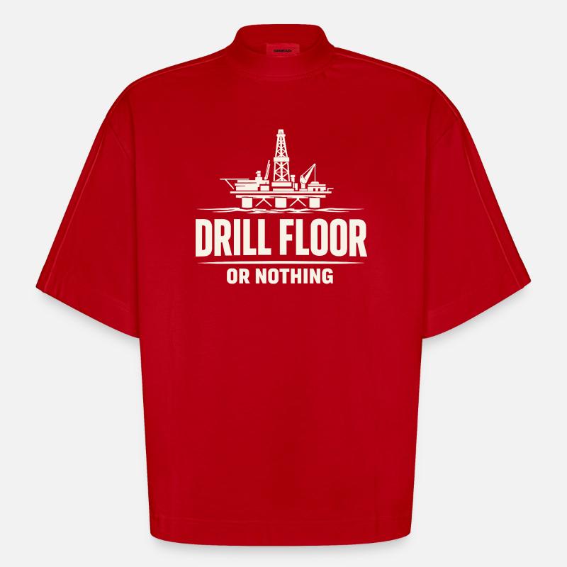 Offshore-bohrer-rig-bohrer Bohrboden Offshore - Heavyweight Oversized Organic Boxy T-Shirt Made in EU - Rot