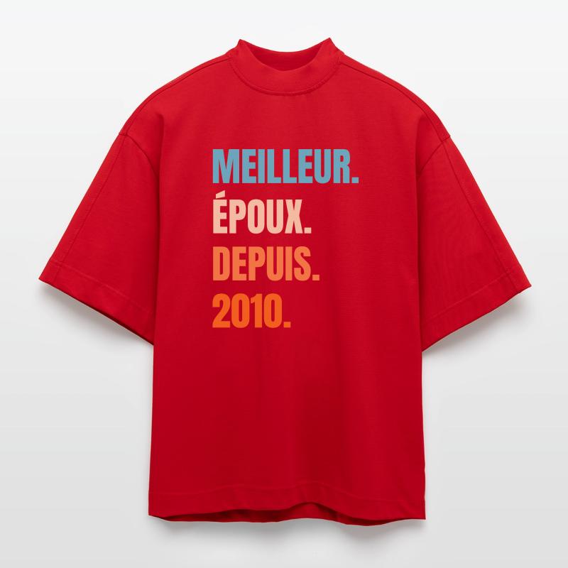 Bester Ehemann seit 2010 Geschenk-Ehemann Heavyweight Oversized Organic Boxy T-Shirt Made in EU