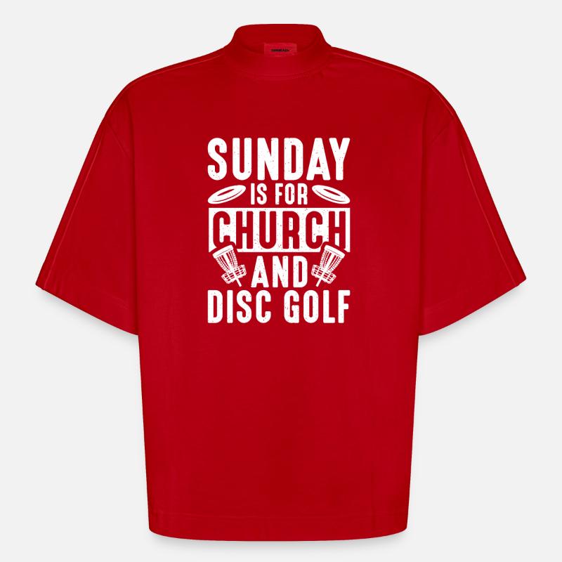 Cadeaux de disc golf Disc Golf - T-shirt bio épais oversize Boxy fabriqué en UE - rouge