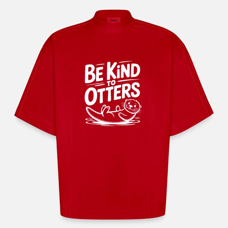 Sei freundlich zu Ottern - Heavyweight Oversized Organic Boxy T-Shirt Made in EU - Rot