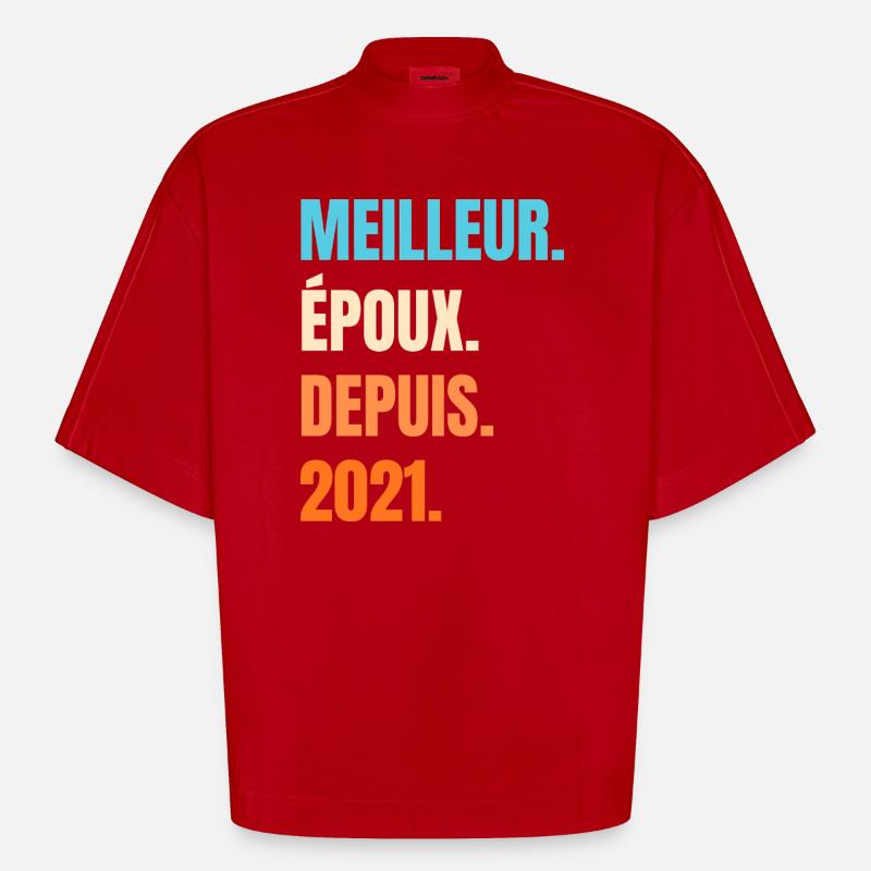 Bester Ehemann seit 2021 Geschenk-Ehemann - Heavyweight Oversized Organic Boxy T-Shirt Made in EU - Rot