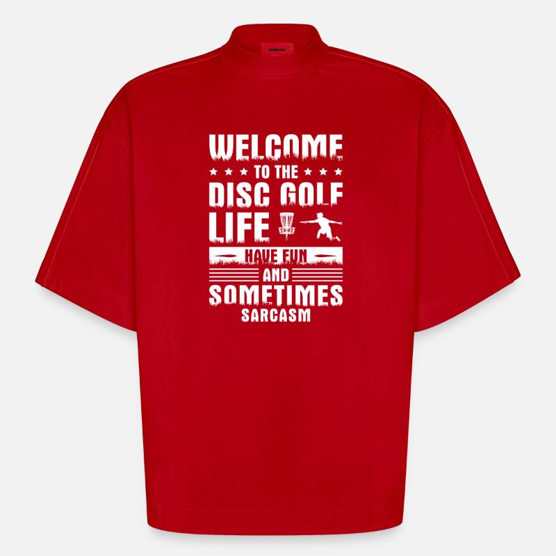 Cadeaux de disc golf Disc Golf - T-shirt bio épais oversize Boxy fabriqué en UE - rouge