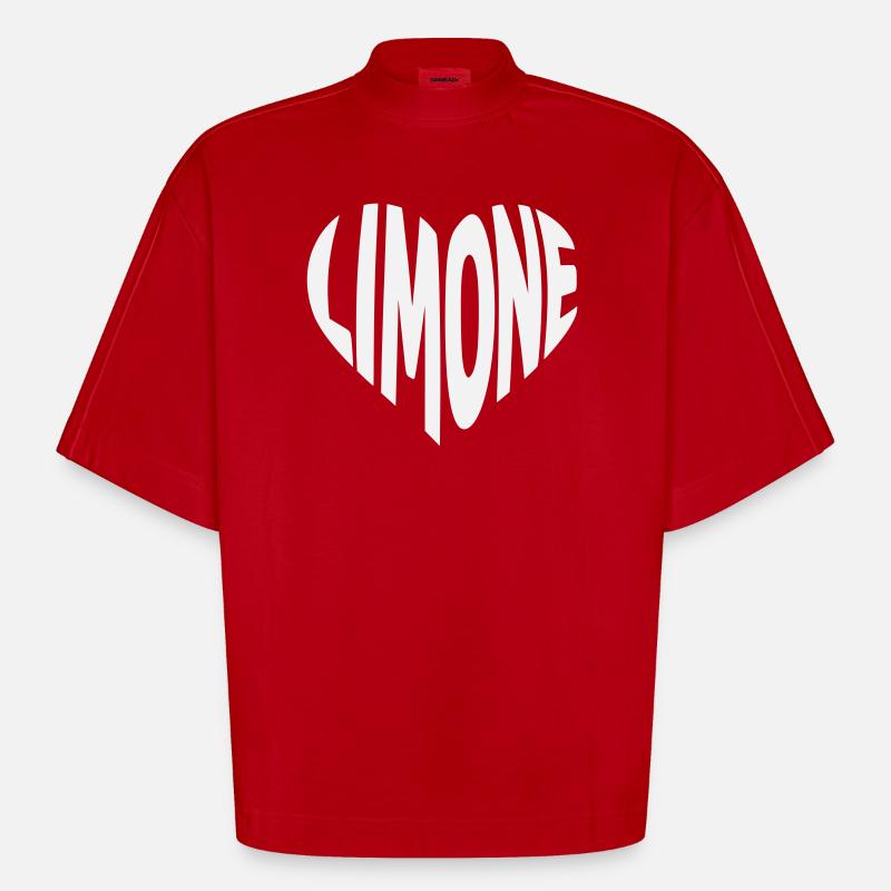 Conception en cœur de citron vert - T-shirt bio épais oversize Boxy fabriqué en UE - rouge