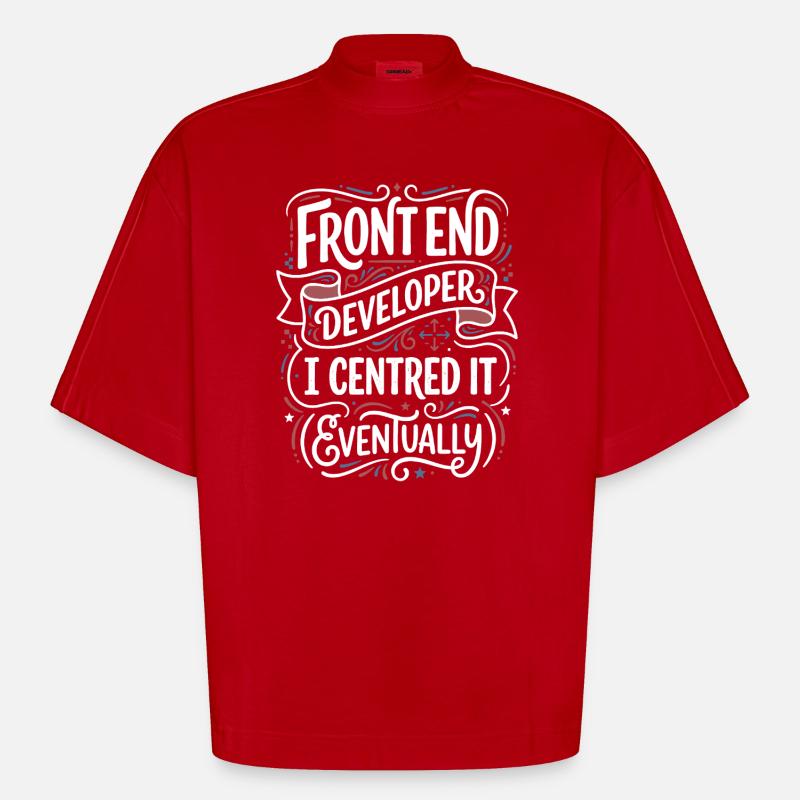 Frontend developer centered - Heavyweight Oversized Organic Boxy T-Shirt Made in EU - red