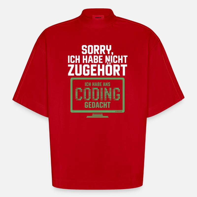 Sorry, I thought coding - Heavyweight Oversized Organic Boxy T-Shirt Made in EU - red