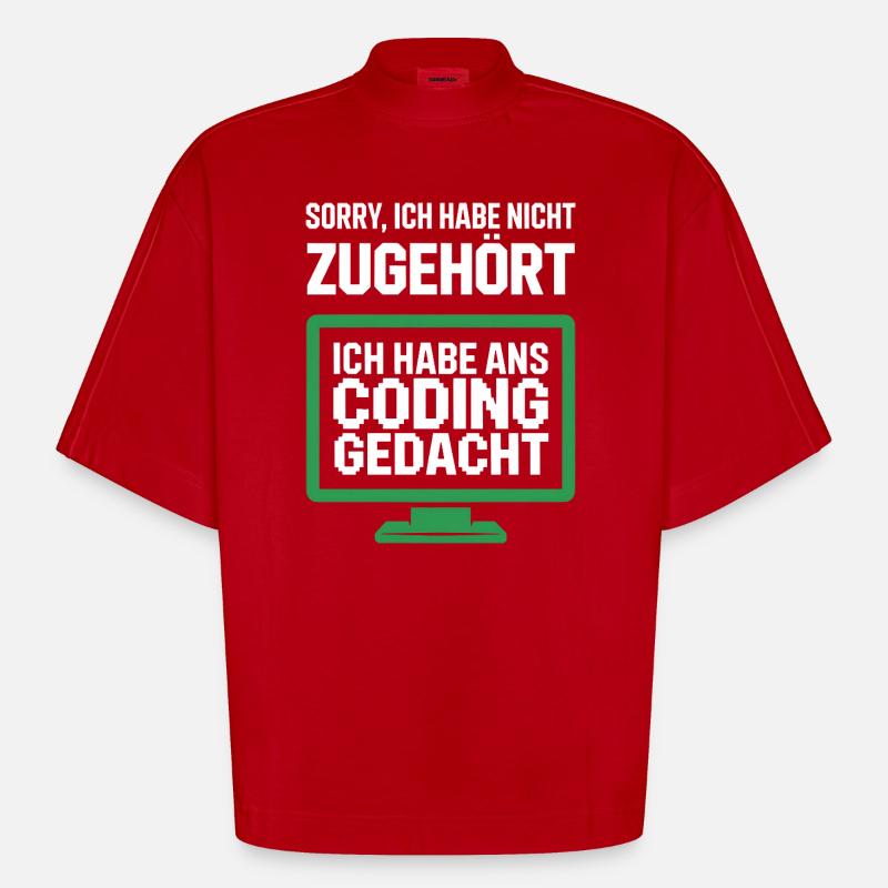 Affichage de la pensée de codage - T-shirt bio épais oversize Boxy fabriqué en UE - rouge